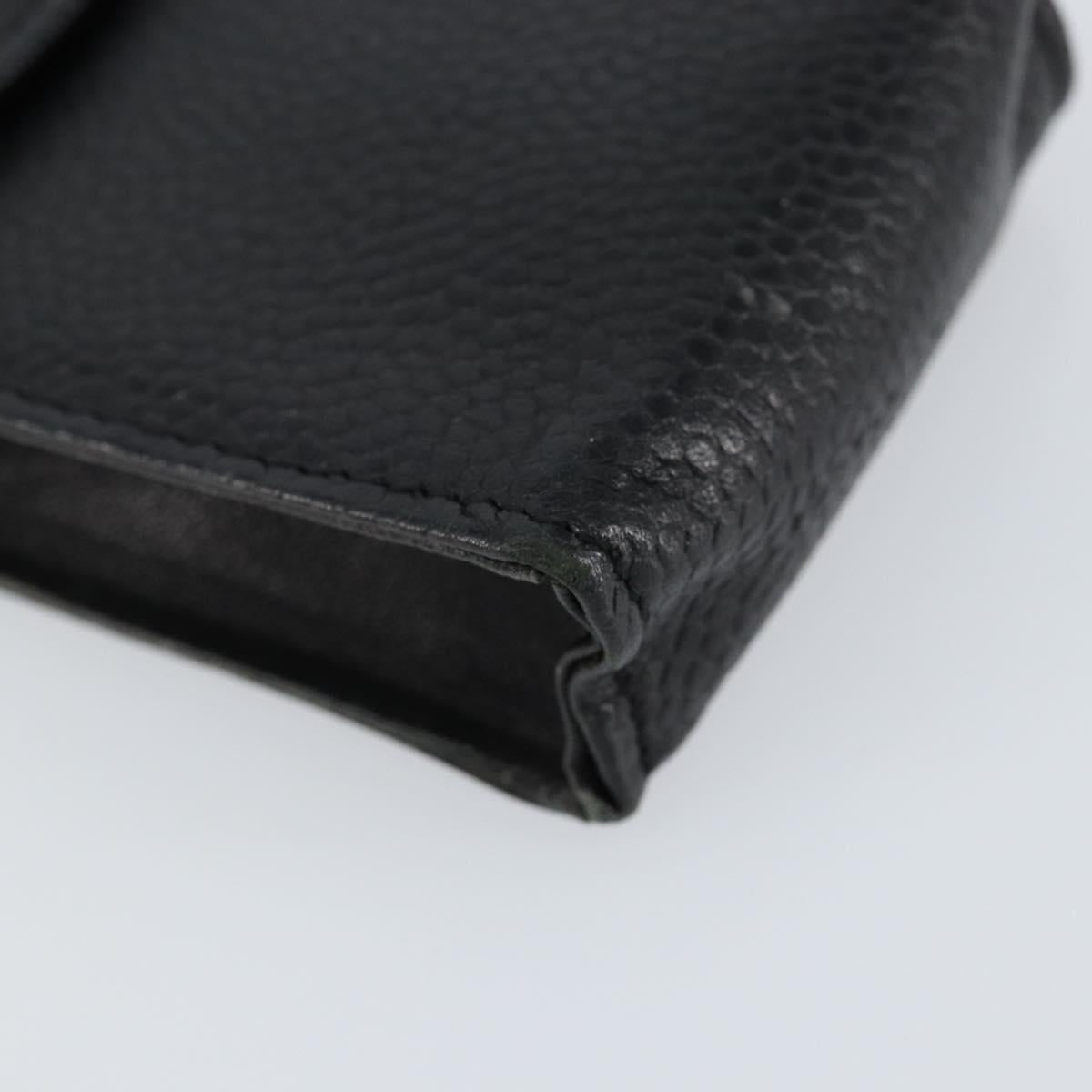 CHANEL Pouch Caviar Skin Black Gold CC Auth bs30919