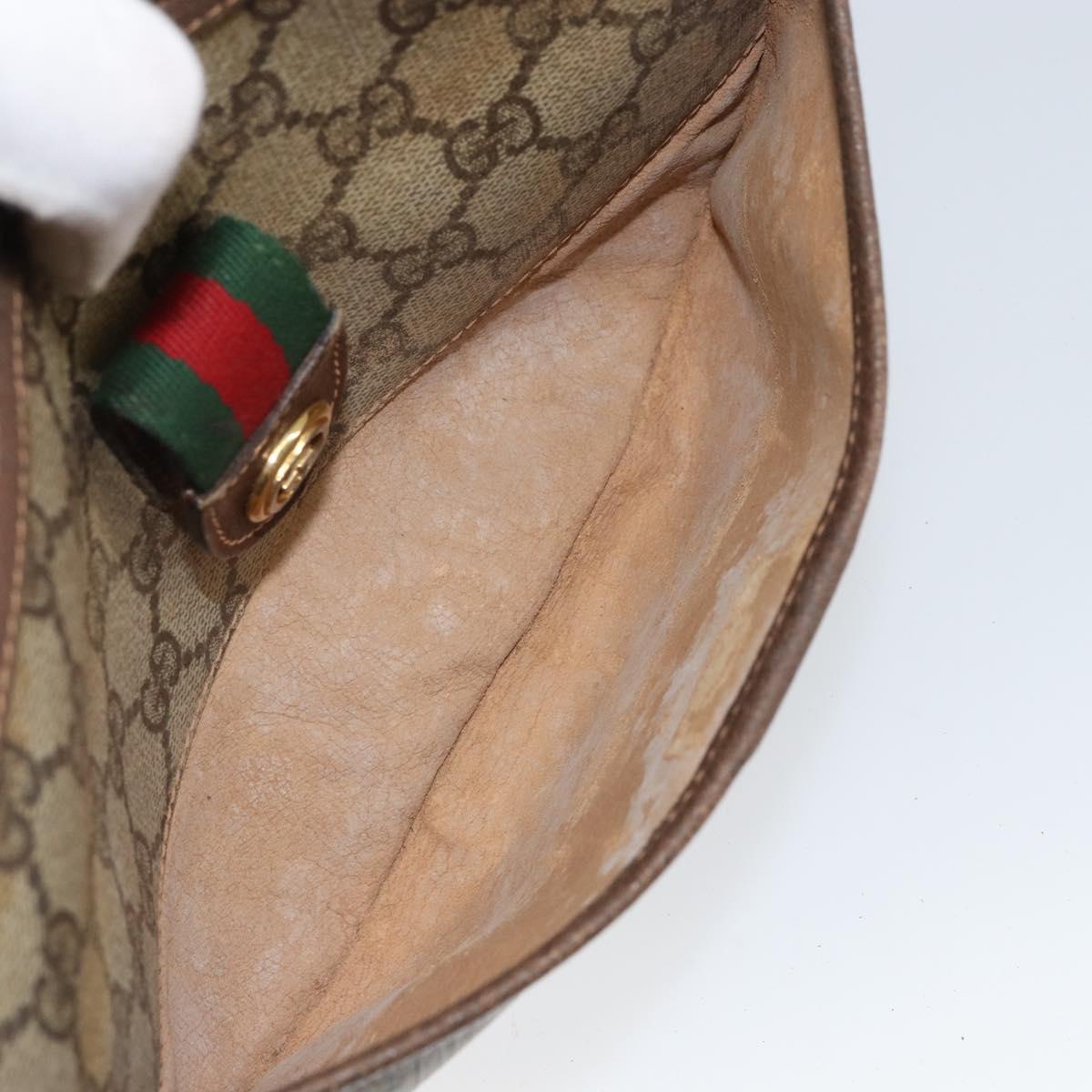 GUCCI GG Supreme Web Sherry Line Bag PVC Beige Gold 89 02 032 Auth bs30923