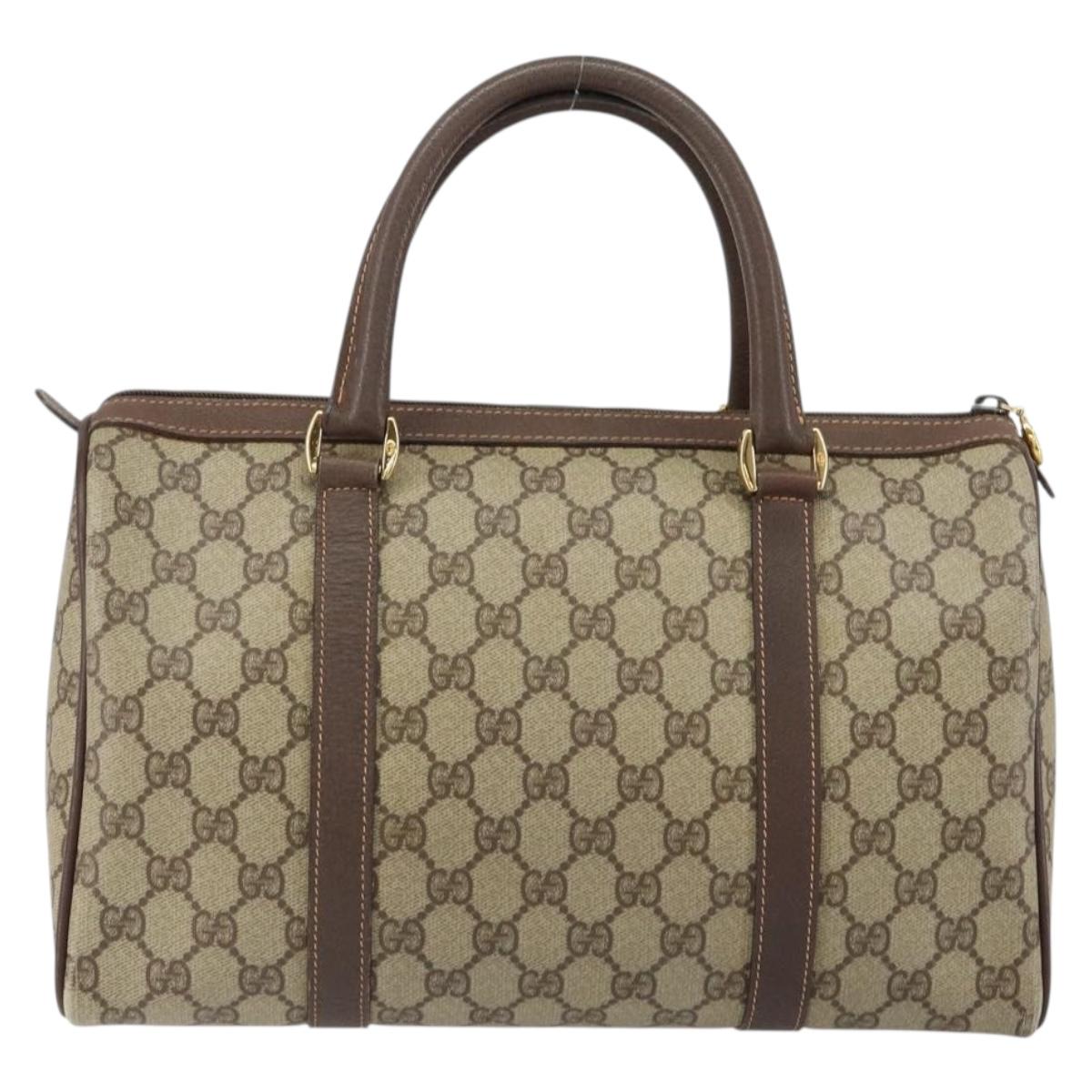 GUCCI GG Supreme Web Sherry Line Bag PVC Beige Gold 40 02 007 Auth bs30926