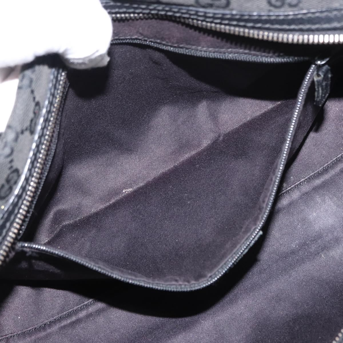 GUCCI GG Canvas Hand Bag Black 113009 Auth bs30929