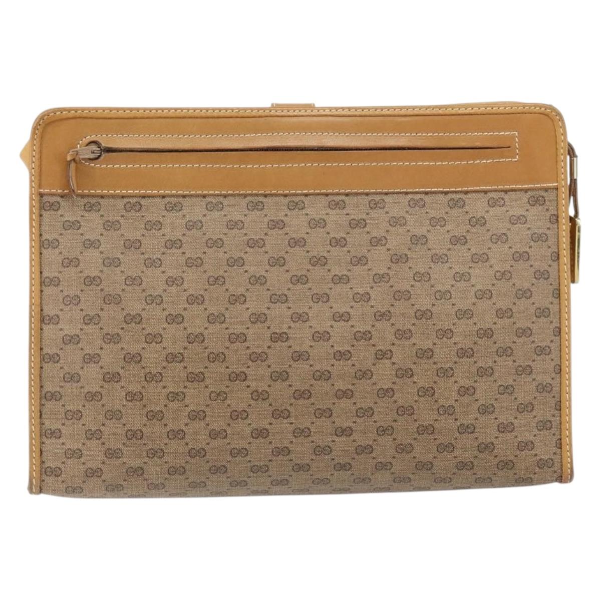 GUCCI Micro GG Supreme Bag PVC Leather Beige Gold 006 904 0555 Auth bs30930