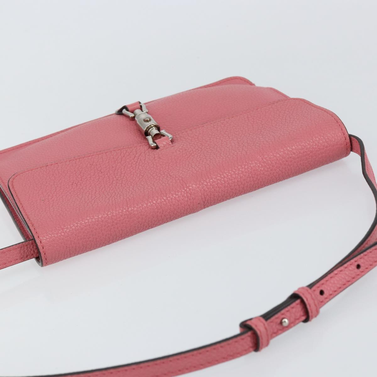 GUCCI New Jackie Shoulder Bag Leather Pink Silver Auth bs30932