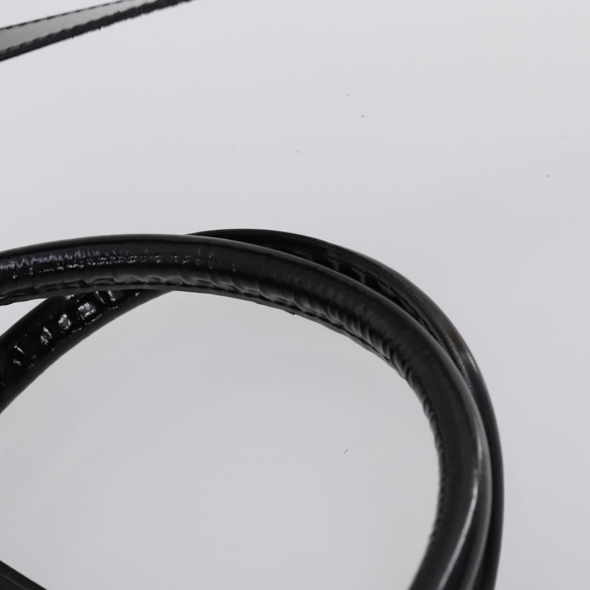 GUCCI Hand Bag Enamel 2way Black Silver Auth bs30934