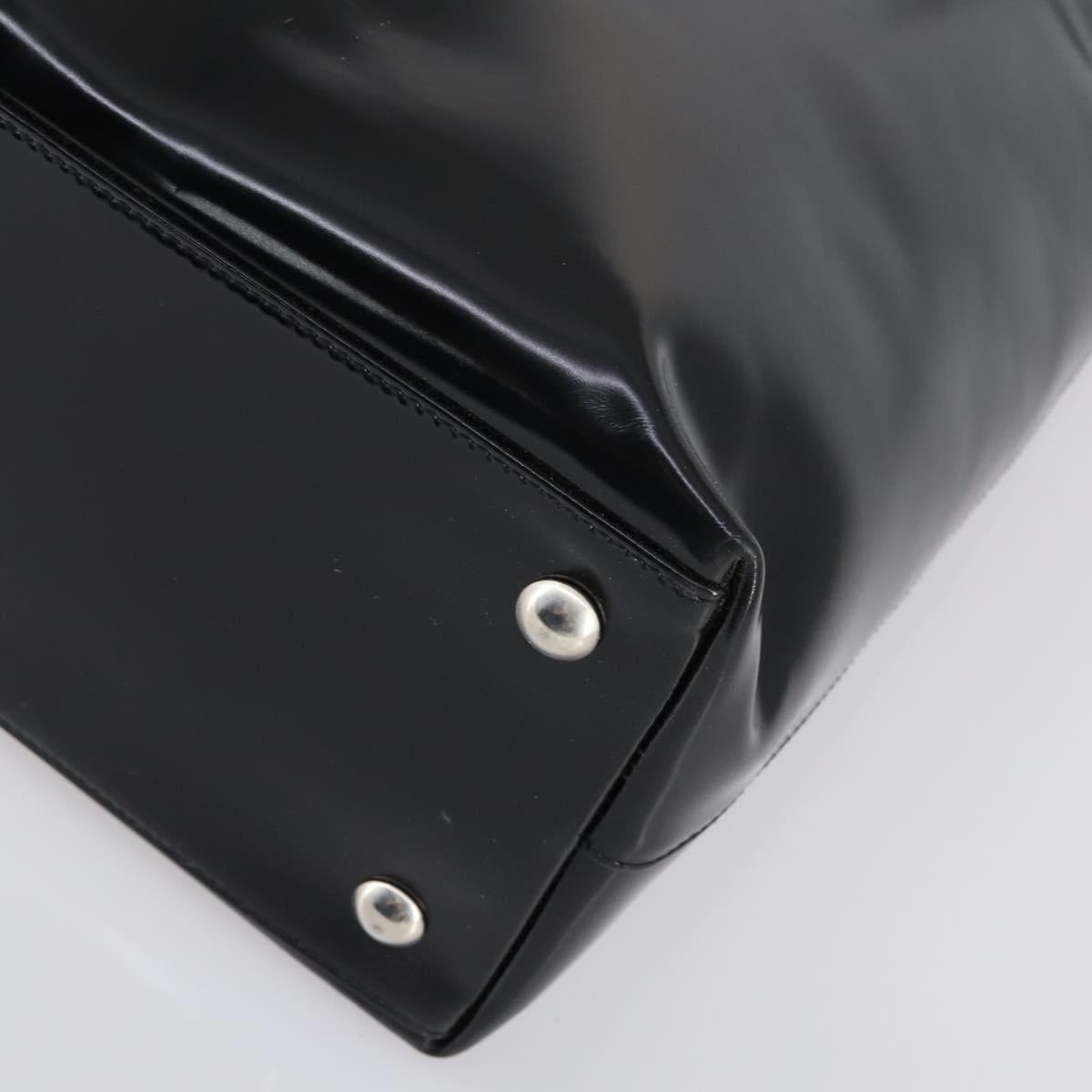 GUCCI Hand Bag Enamel 2way Black Silver Auth bs30934