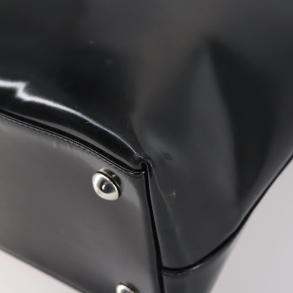GUCCI Hand Bag Enamel 2way Black Silver Auth bs30934
