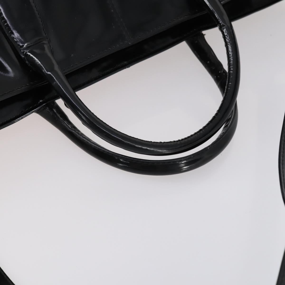 GUCCI Hand Bag Enamel 2way Black Silver Auth bs30934