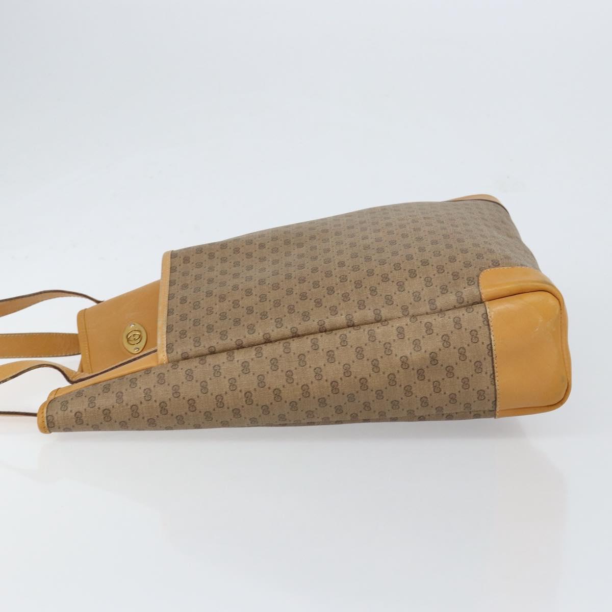 GUCCI Micro GG Supreme Tote Bag PVC Beige Gold Auth bs30935