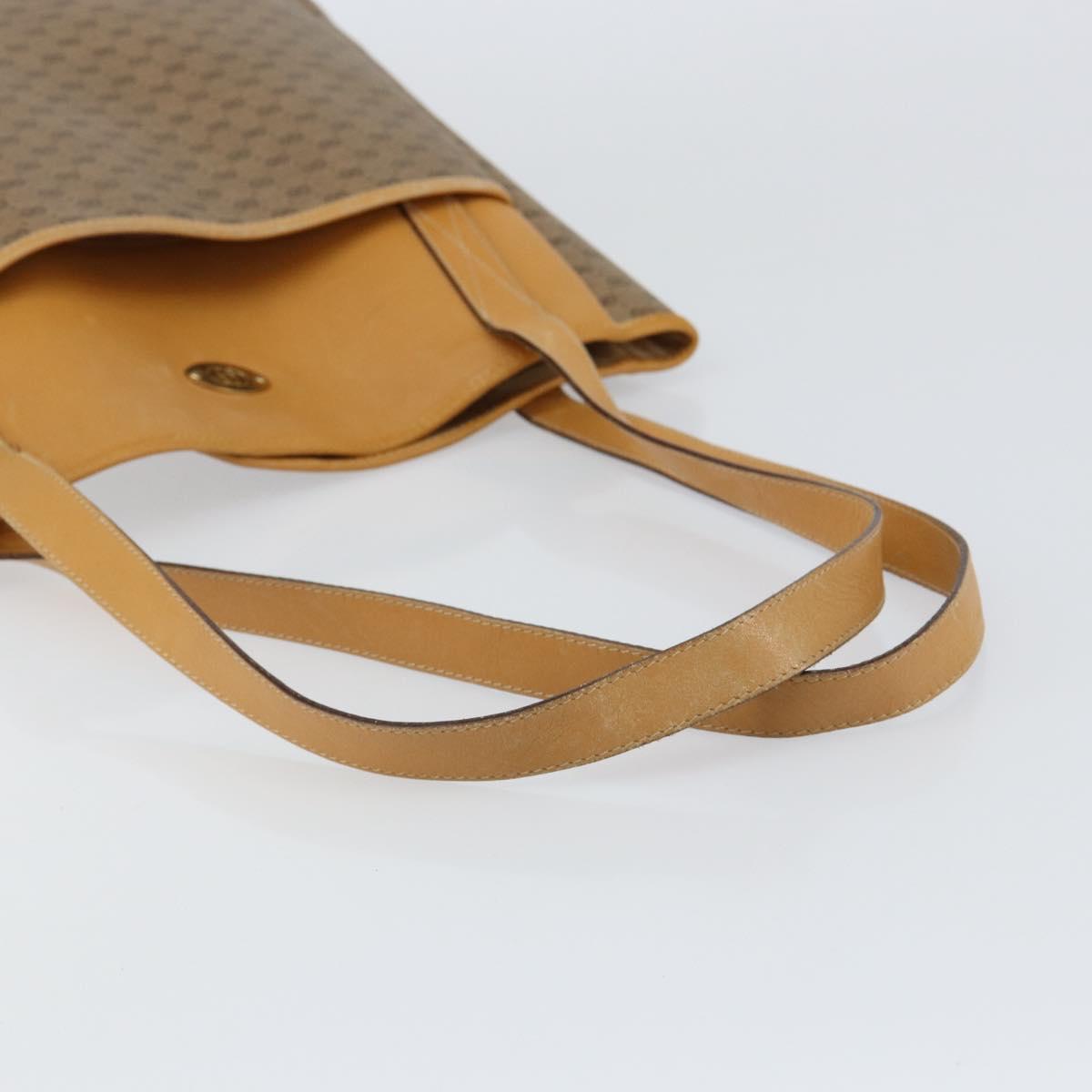 GUCCI Micro GG Supreme Tote Bag PVC Beige Gold Auth bs30935