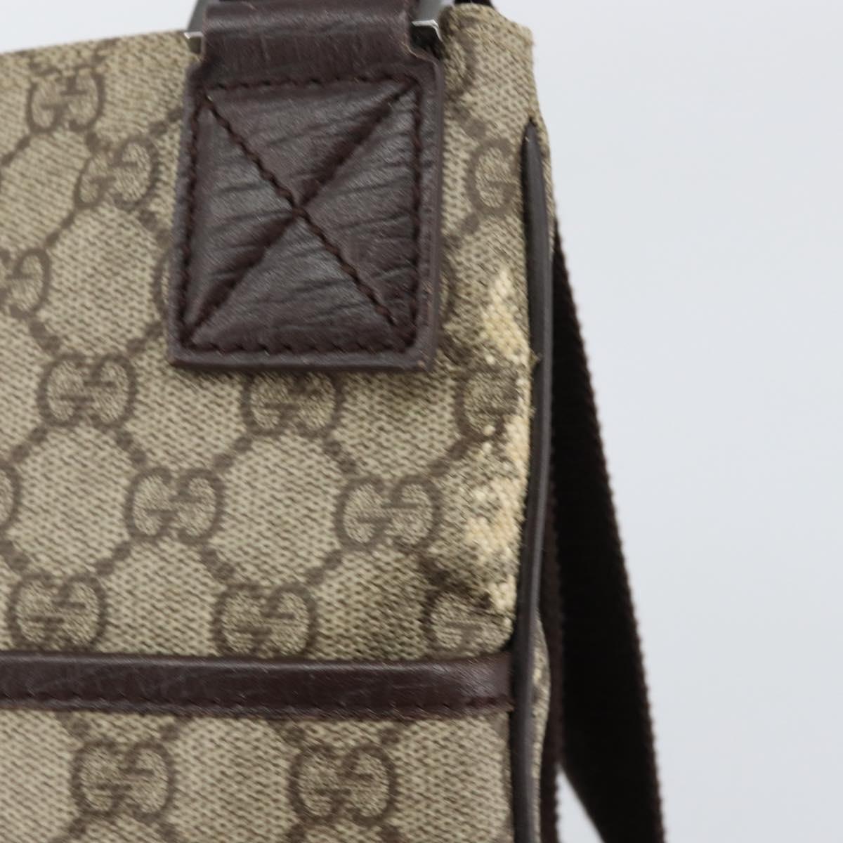 GUCCI GG Supreme Shoulder Bag PVC Leather Beige Silver 141198 Auth bs30937