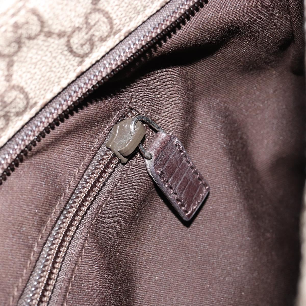 GUCCI GG Supreme Shoulder Bag PVC Leather Beige Silver 141198 Auth bs30937