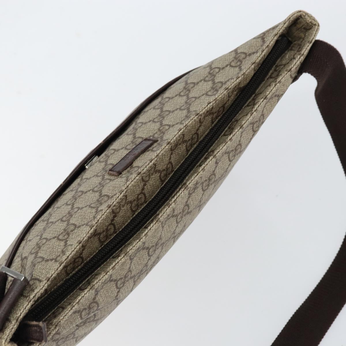 GUCCI GG Supreme Shoulder Bag PVC Leather Beige Silver 141198 Auth bs30937