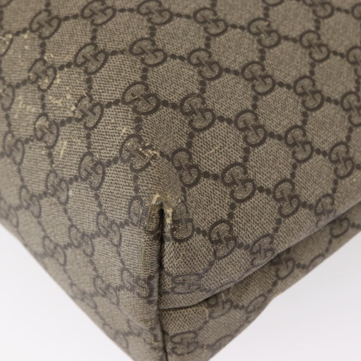 GUCCI GG Supreme Tote Bag PVC Beige Silver 211137 Auth bs30938