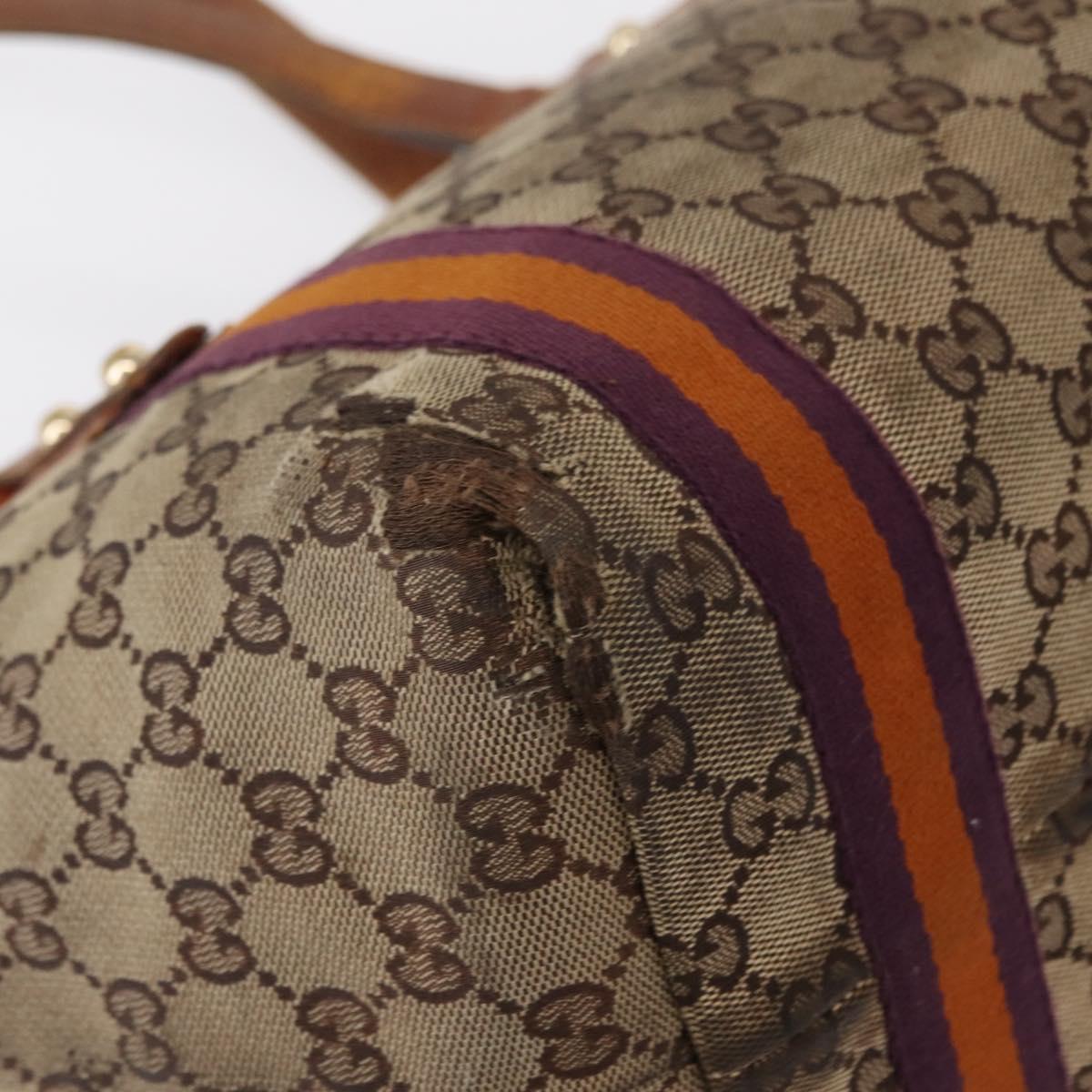 GUCCI GG Canvas Sherry Line Tote Bag Beige Gold 137396 Auth bs30941