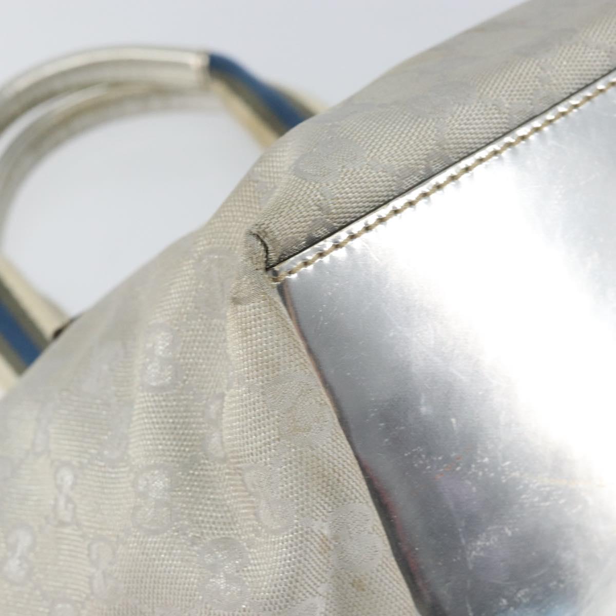 GUCCI GG Canvas Sherry Line Tote Bag Silver 131228 Auth bs30945