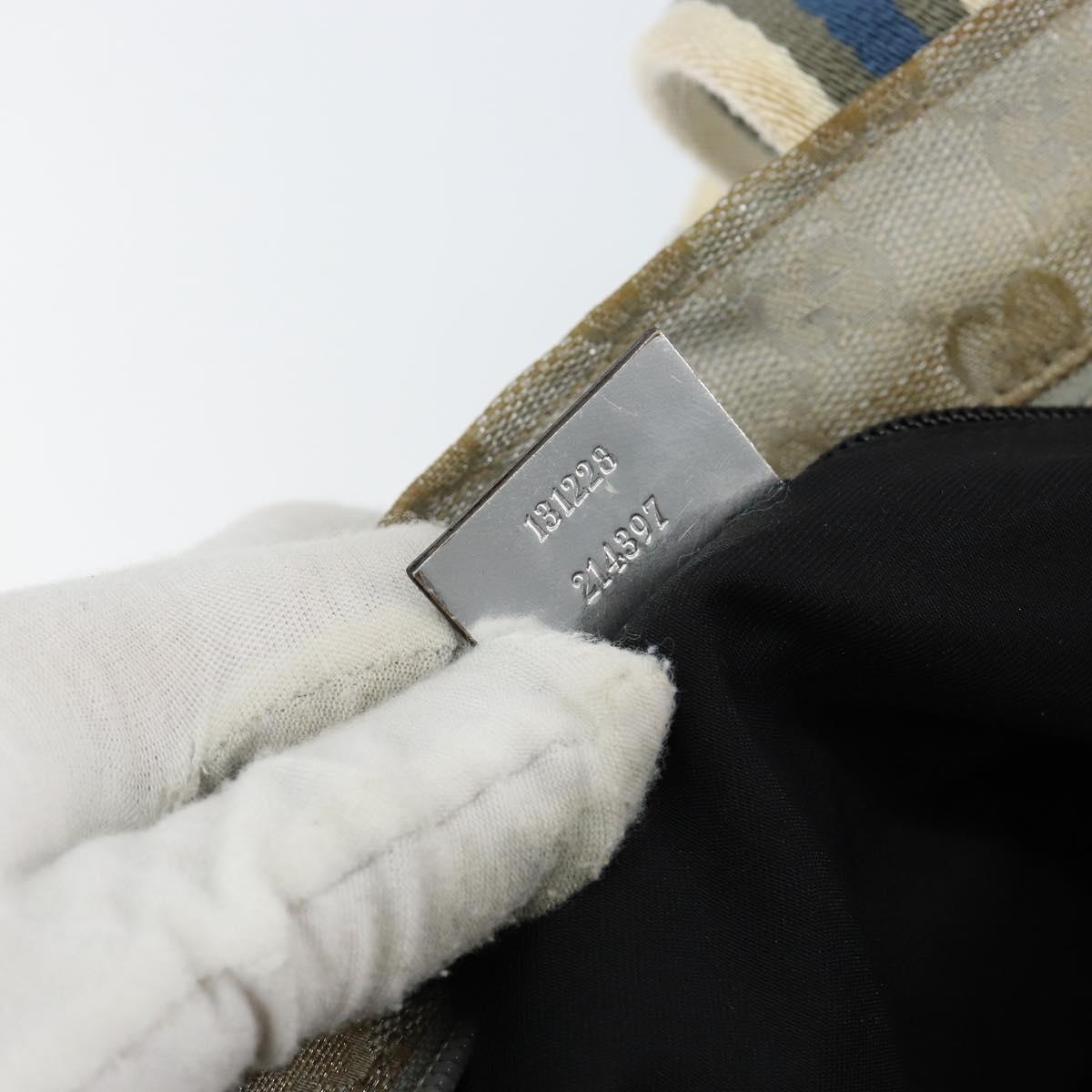 GUCCI GG Canvas Sherry Line Tote Bag Silver 131228 Auth bs30945