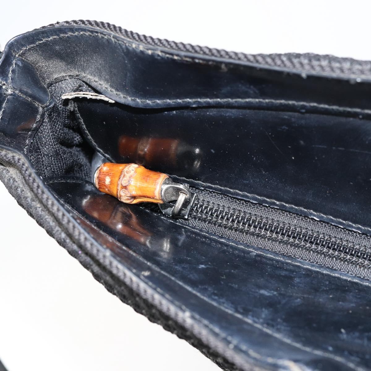 GUCCI Bamboo Hand Bag Canvas 2way Black Silver 002 2058 0439 5 Auth bs30947