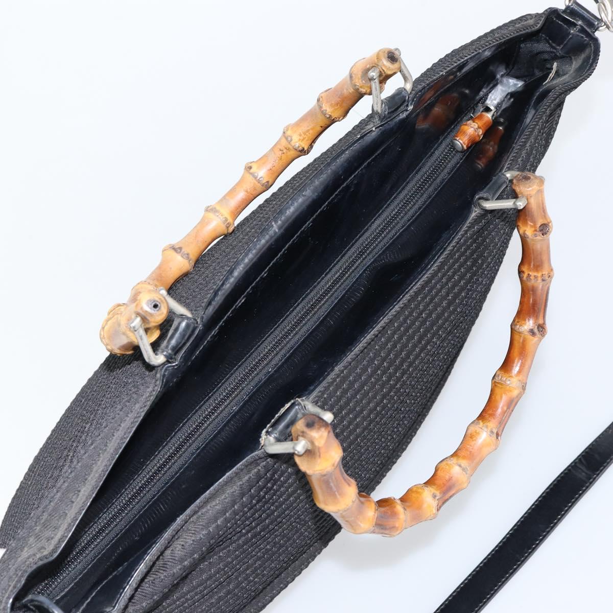 GUCCI Bamboo Hand Bag Canvas 2way Black Silver 002 2058 0439 5 Auth bs30947