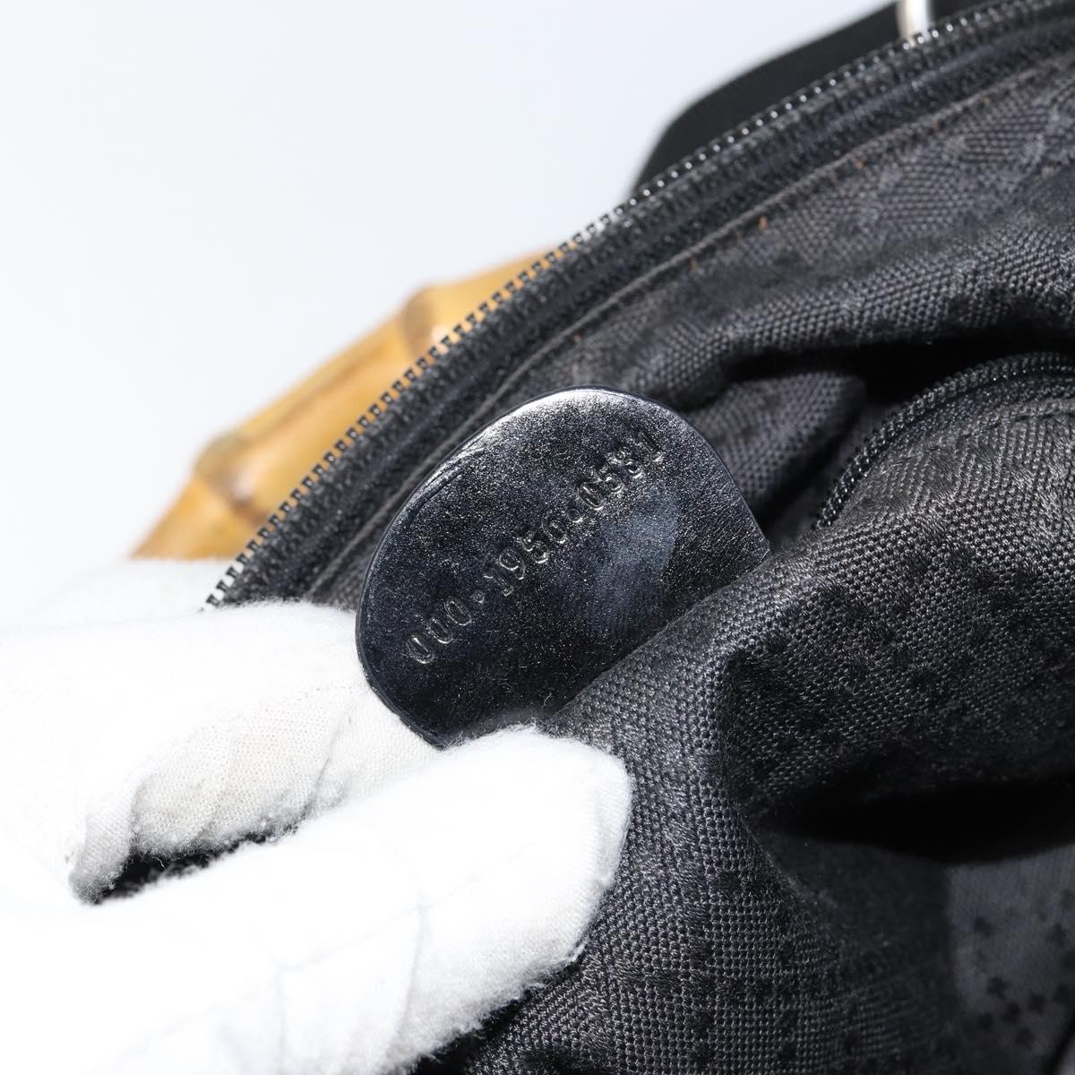 GUCCI Bamboo Hand Bag Nylon Black Silver 000 1956 0531 Auth bs30948