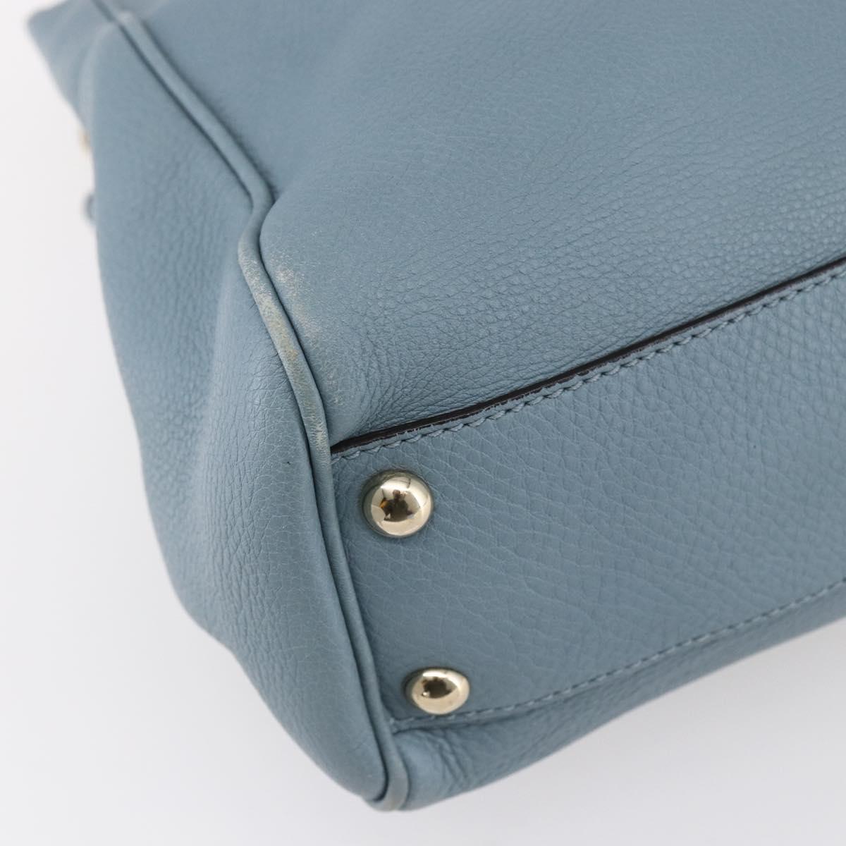 GUCCI Bamboo Hand Bag Leather 2way Blue Silver 336032 Auth bs30949