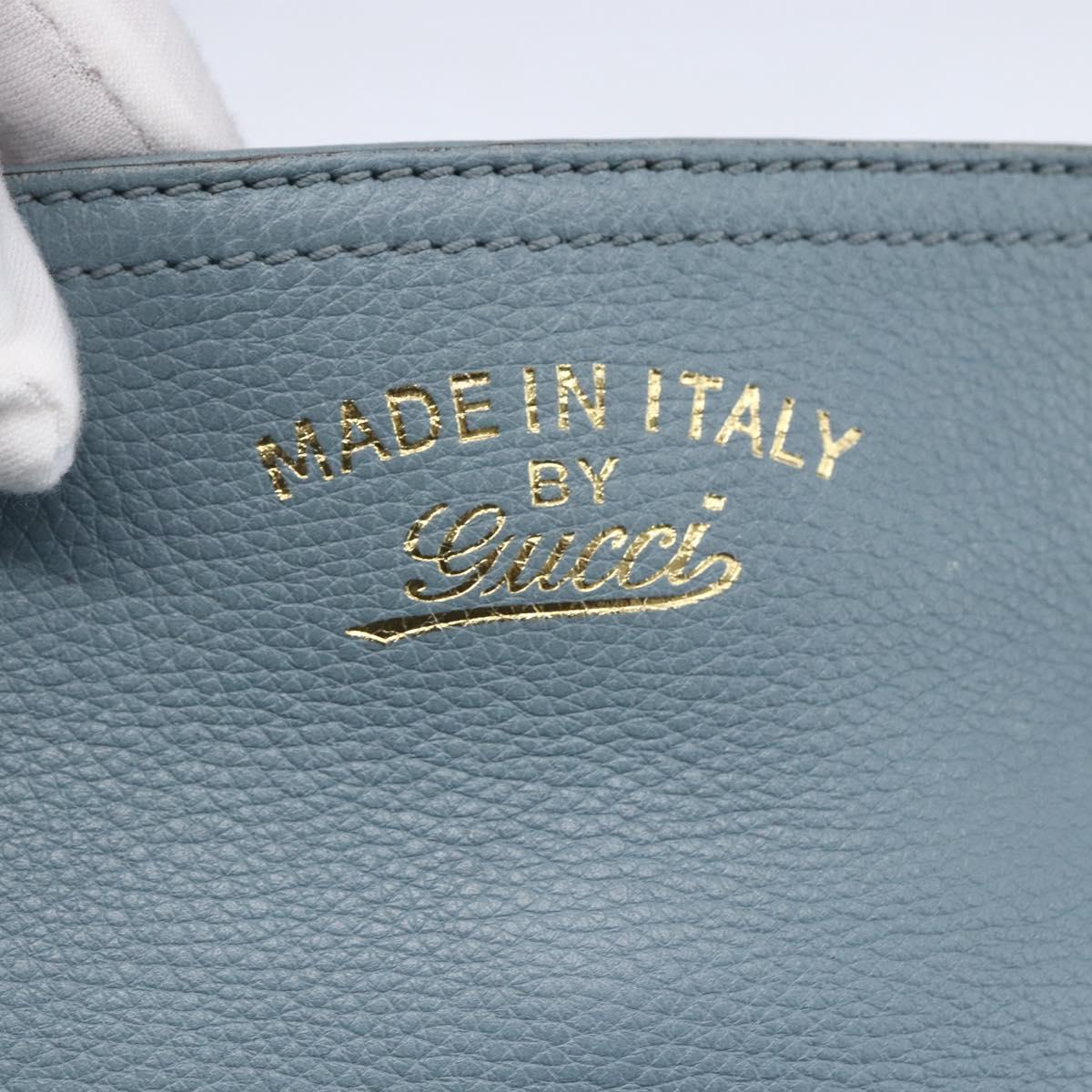 GUCCI Bamboo Hand Bag Leather 2way Blue Silver 336032 Auth bs30949