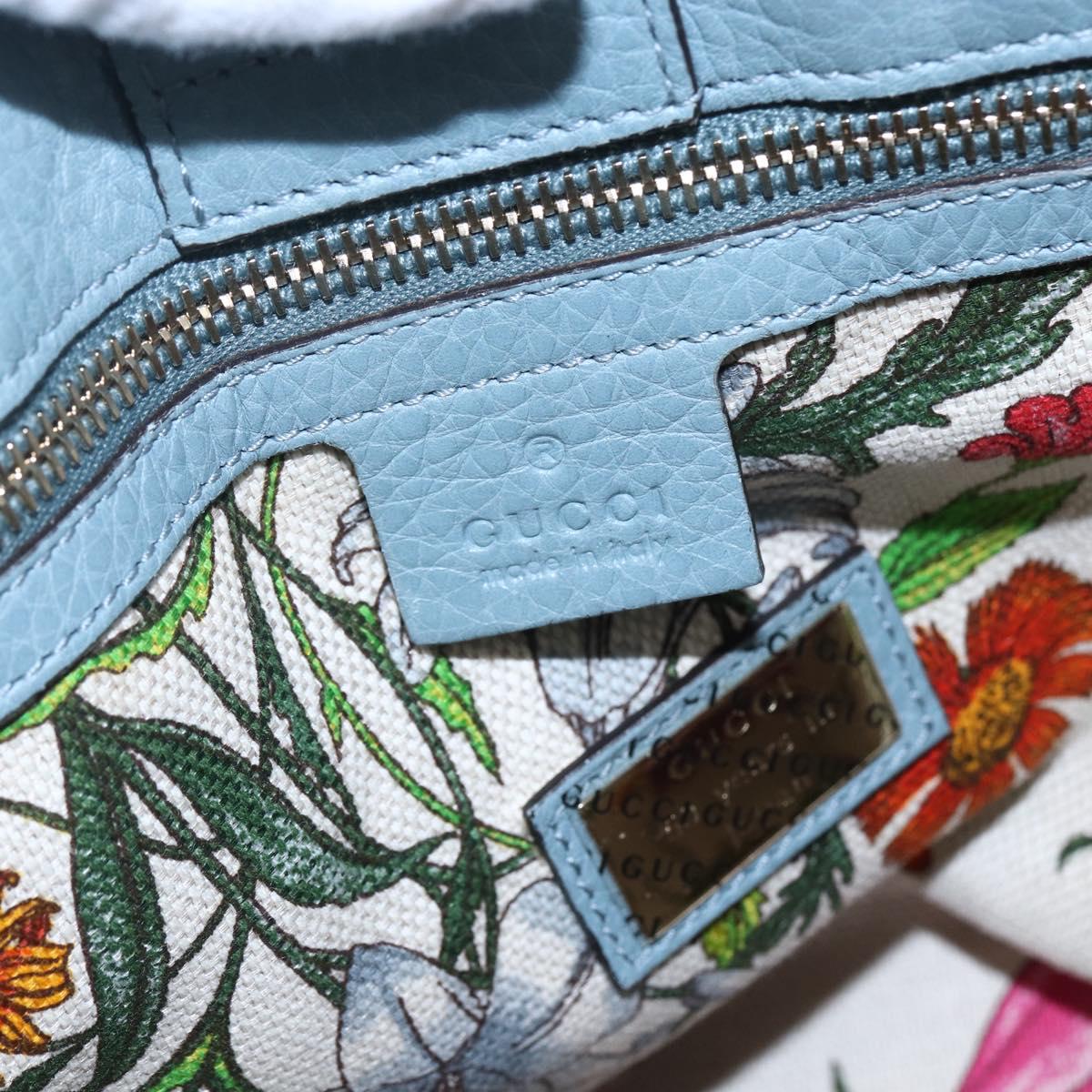 GUCCI Bamboo Hand Bag Leather 2way Blue Silver 336032 Auth bs30949