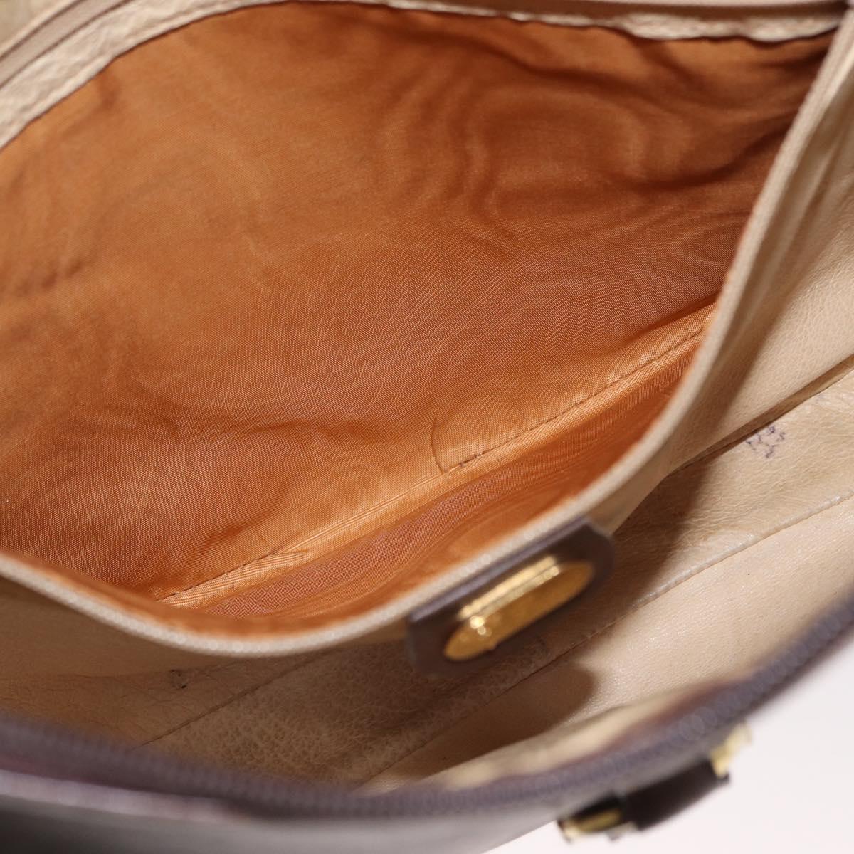 GUCCI Shoulder Bag Leather Brown Gold Auth bs30951