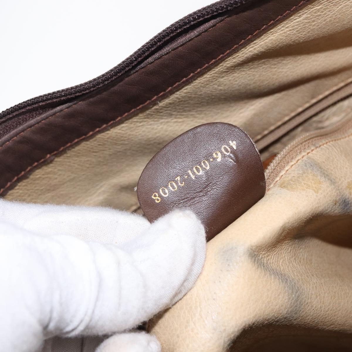 GUCCI Shoulder Bag Leather Brown Gold Auth bs30951