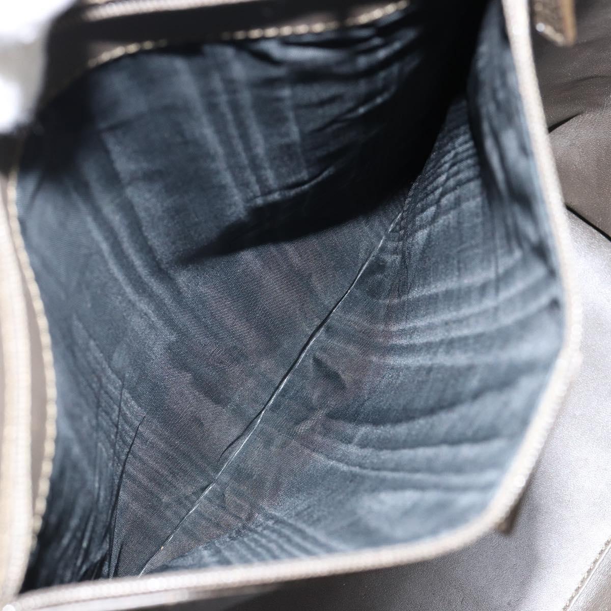 GUCCI Tote Bag Satin Brown Silver 002 1098 Auth bs30953