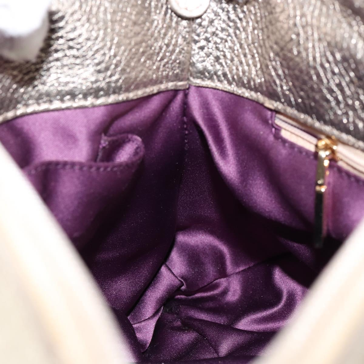 VERSACE Chain Shoulder Bag Canvas Champagne Gold Auth bs30954