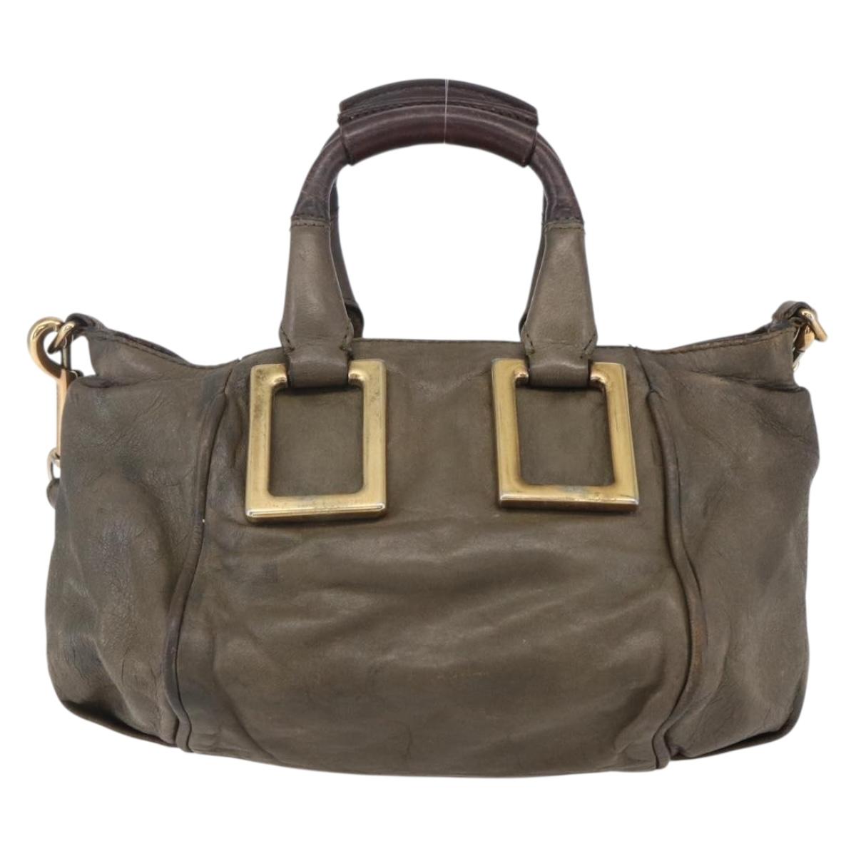 Chloe Etel Hand Bag Leather 2way Beige Gold Auth bs30955