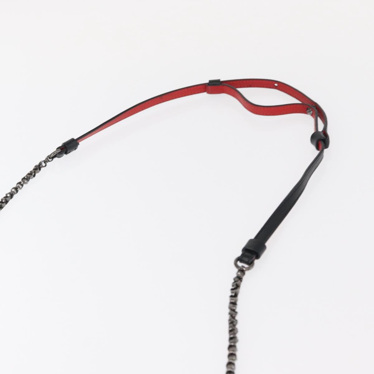 Christian Louboutin Studs Chain Shoulder Bag Canvas Pink Auth bs30956