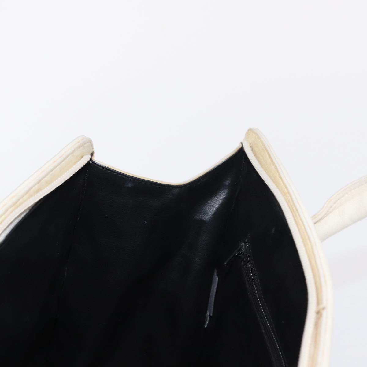 BALLY Hand Bag Leather White Gold Auth bs30959