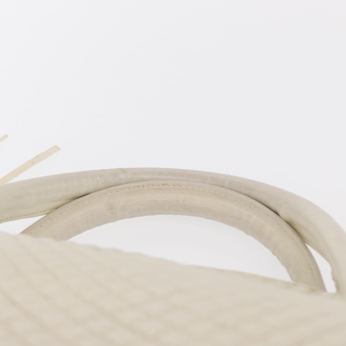 BALLY Hand Bag Leather White Gold Auth bs30959