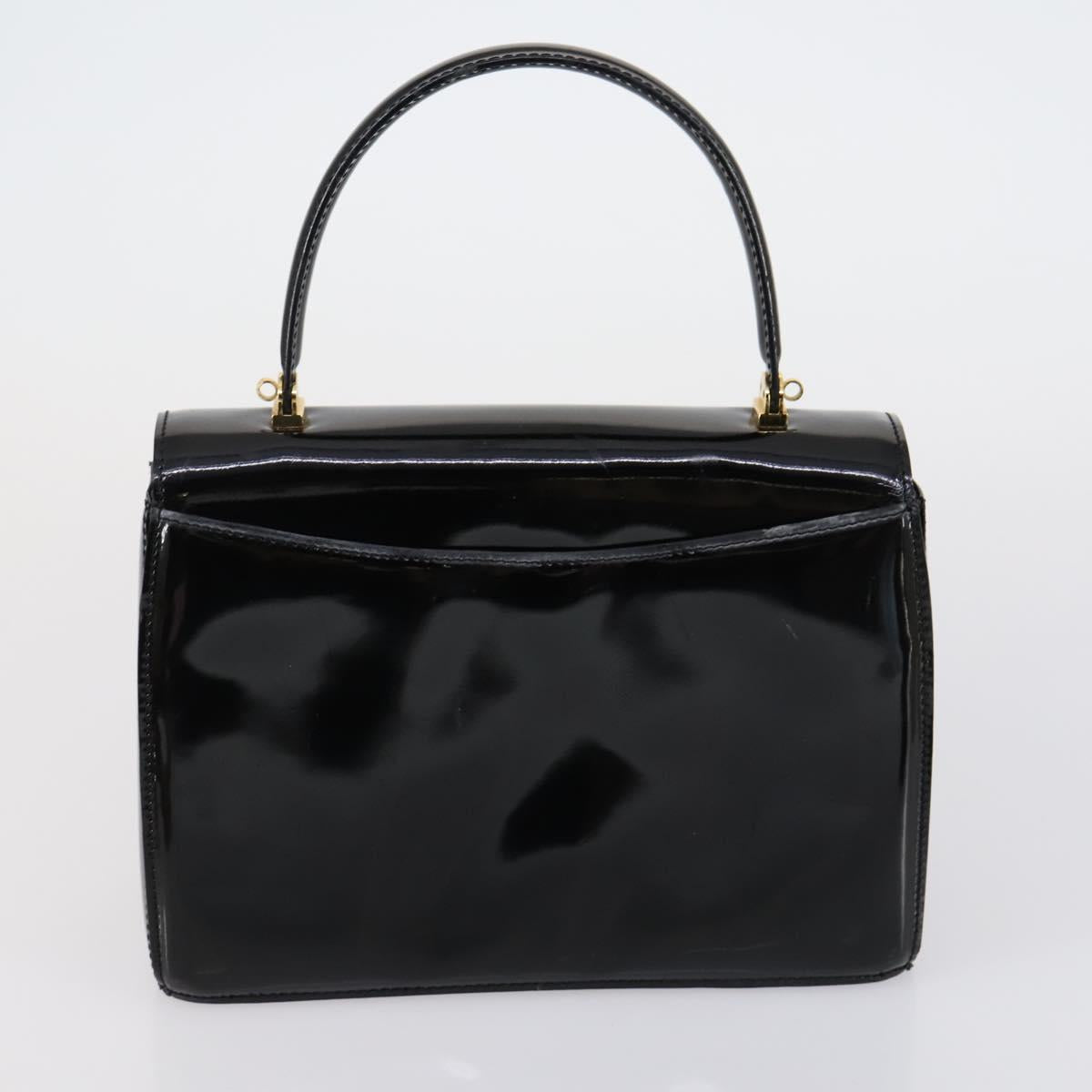 BALLY Hand Bag Leather Enamel 2 Set Beige Black Auth bs30960