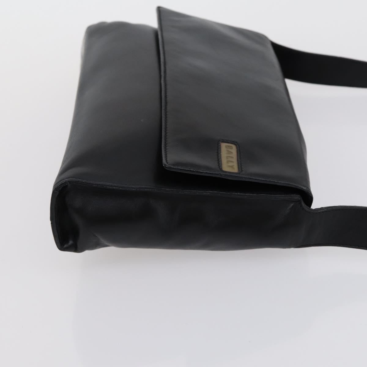 BALLY Hand Bag Leather 2 Set Black Auth bs30961