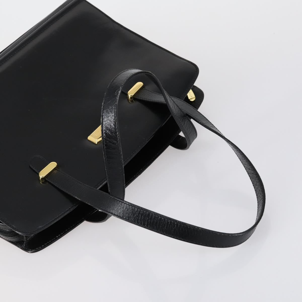 BALLY Hand Bag Leather 2 Set Black Auth bs30961