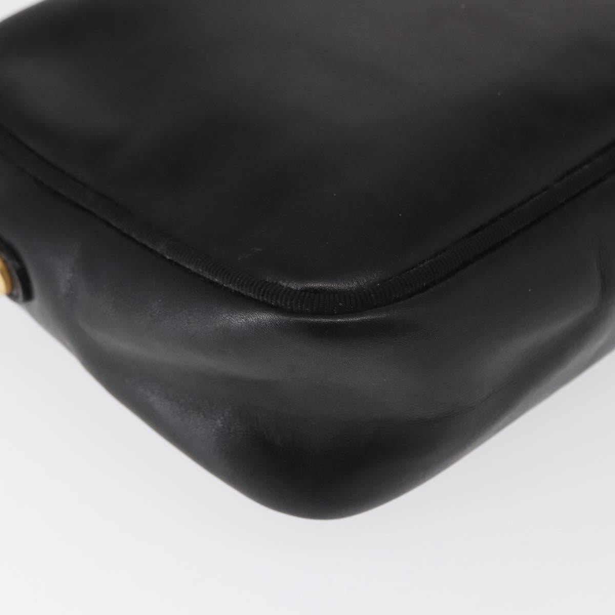 Salvatore Ferragamo Vala Shoulder Bag Leather Black Gold Auth bs30964