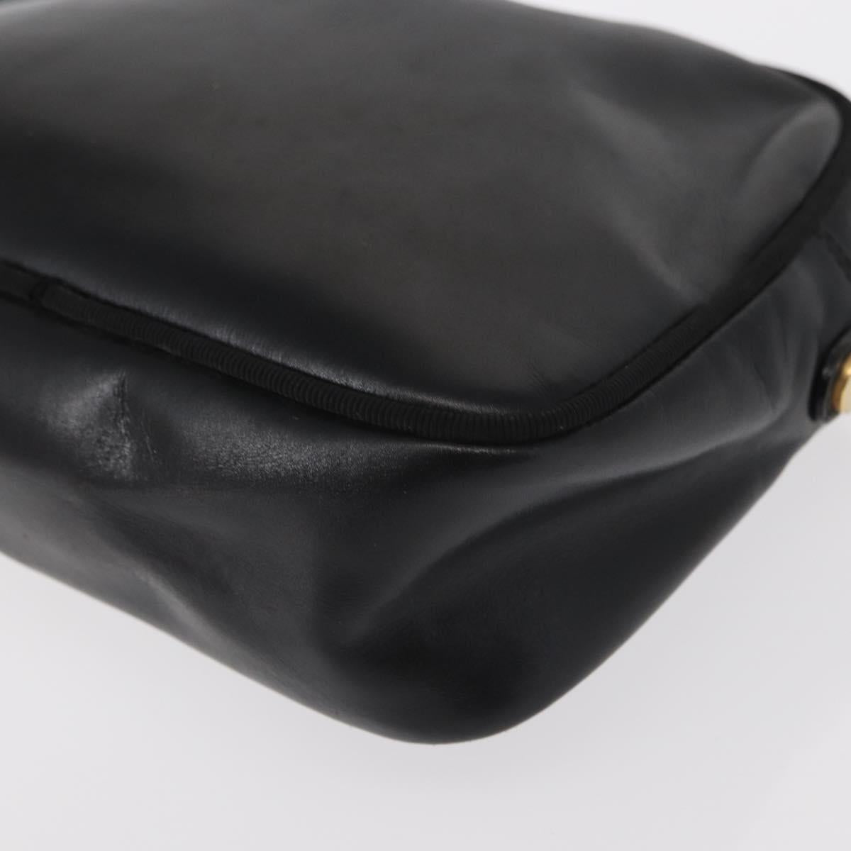 Salvatore Ferragamo Vala Shoulder Bag Leather Black Gold Auth bs30964