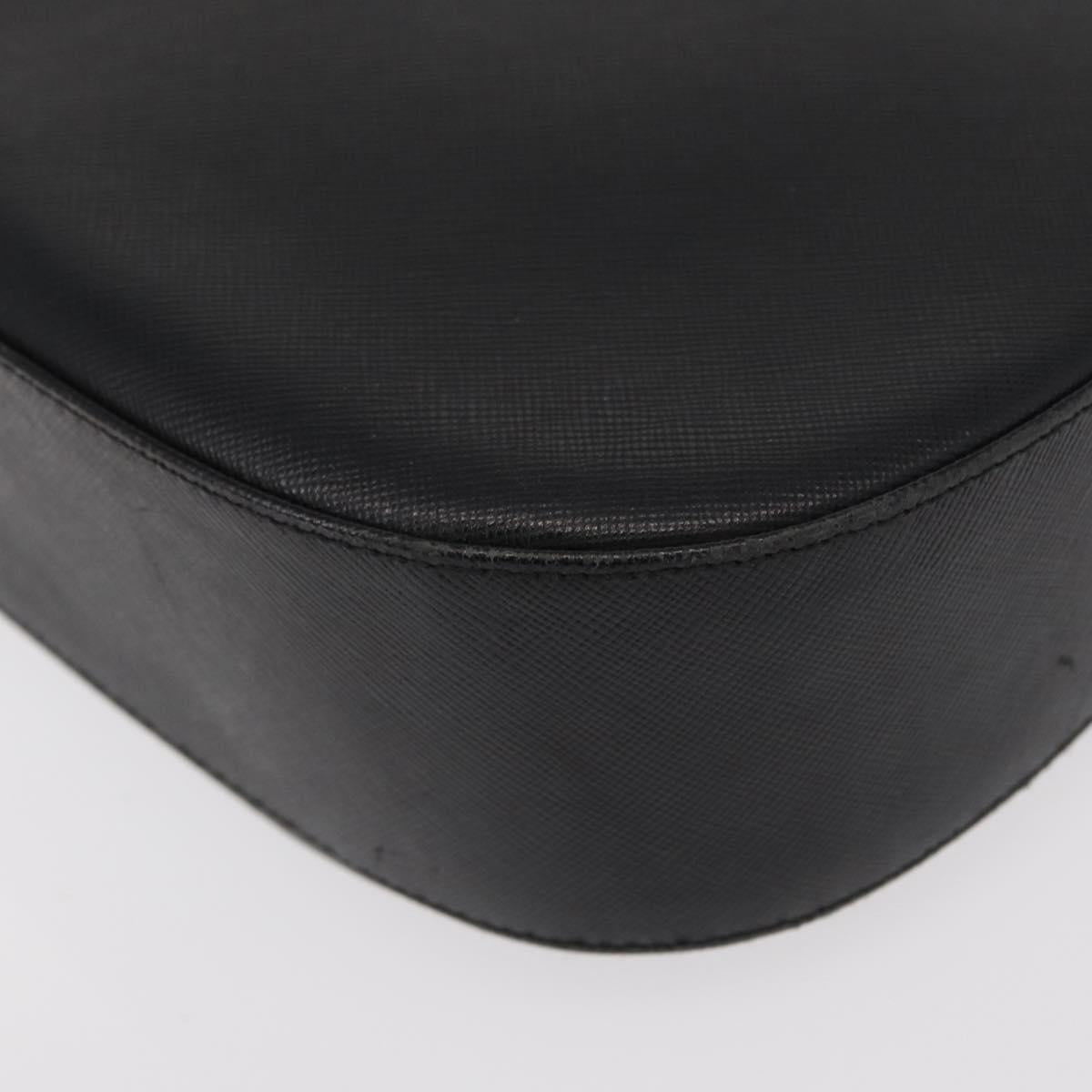 Salvatore Ferragamo Gancini Shoulder Bag Leather Black Silver Auth bs30966