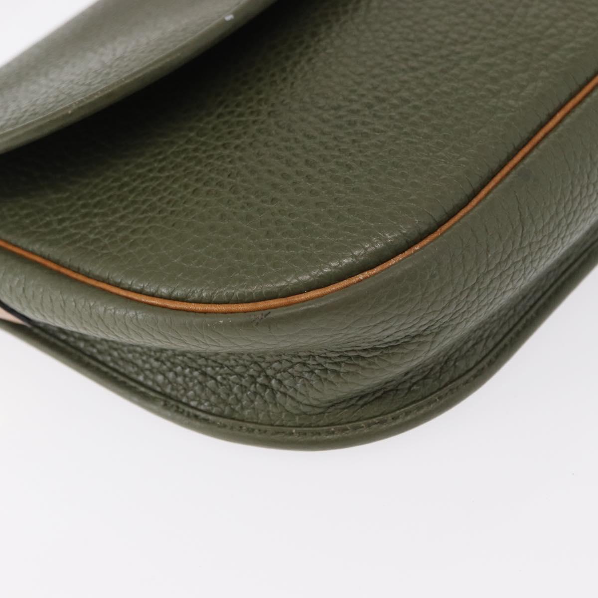 Christian Dior Shoulder Bag Leather Green gold Auth bs30968