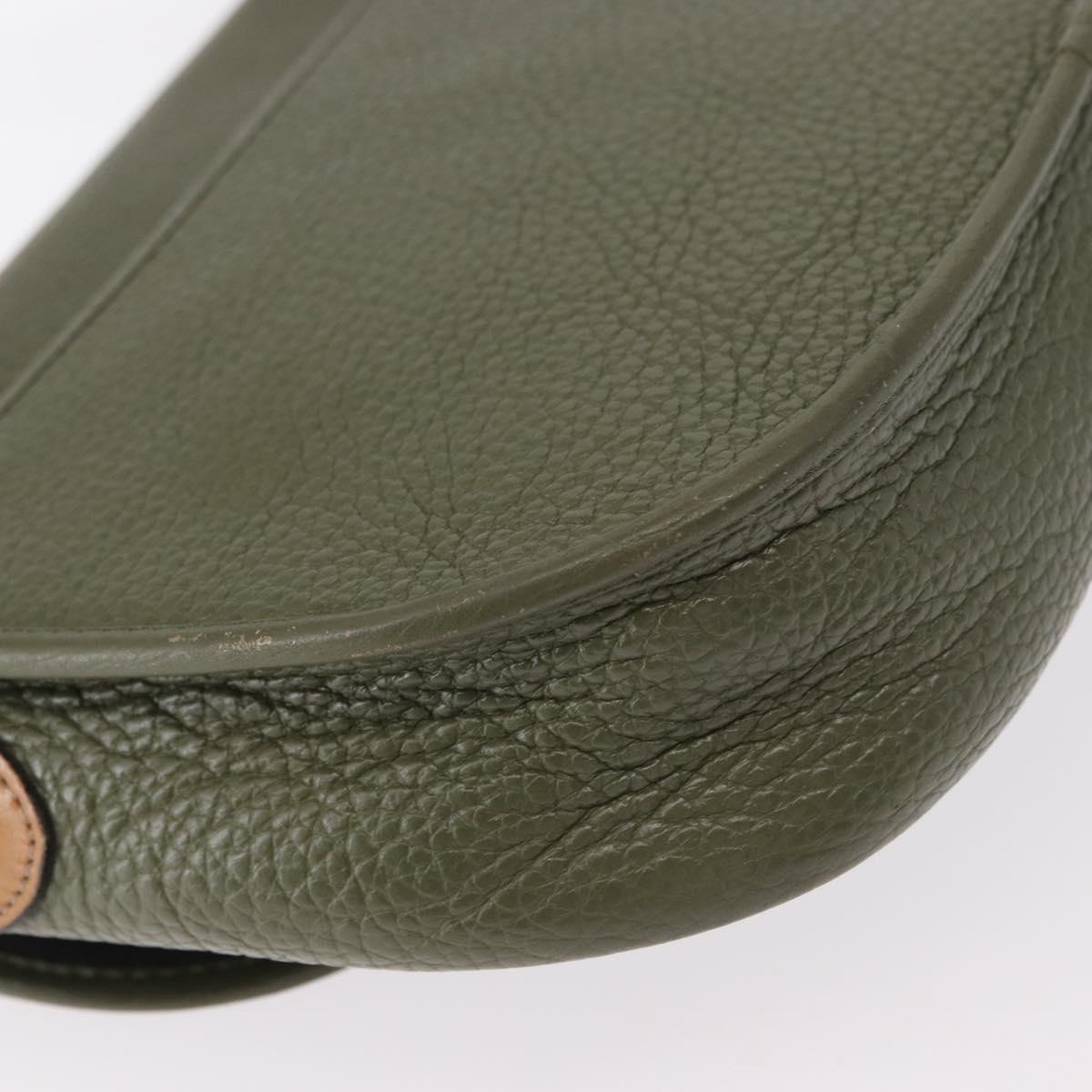 Christian Dior Shoulder Bag Leather Green gold Auth bs30968