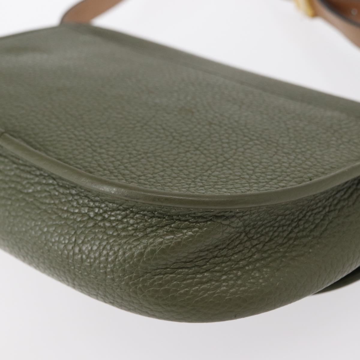 Christian Dior Shoulder Bag Leather Green gold Auth bs30968