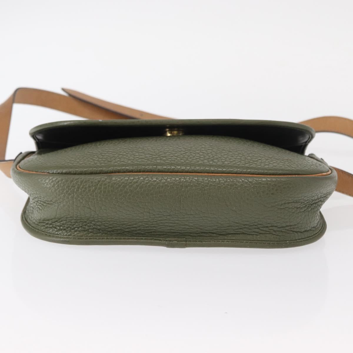 Christian Dior Shoulder Bag Leather Green gold Auth bs30968