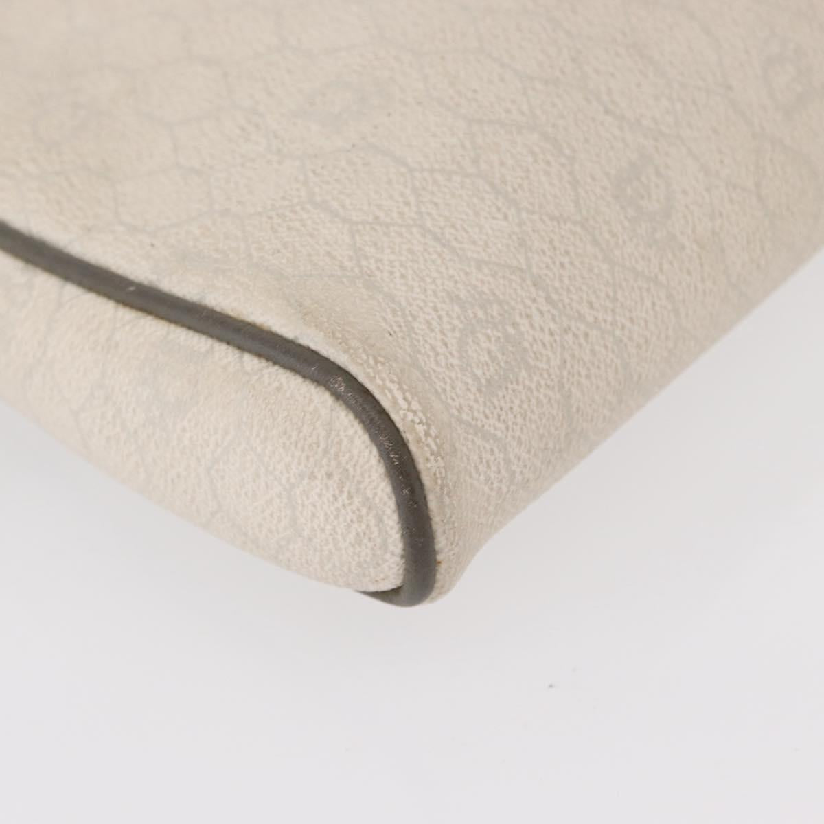 Christian Dior Honeycomb Canvas Shoulder Bag PVC White gold Auth bs30970