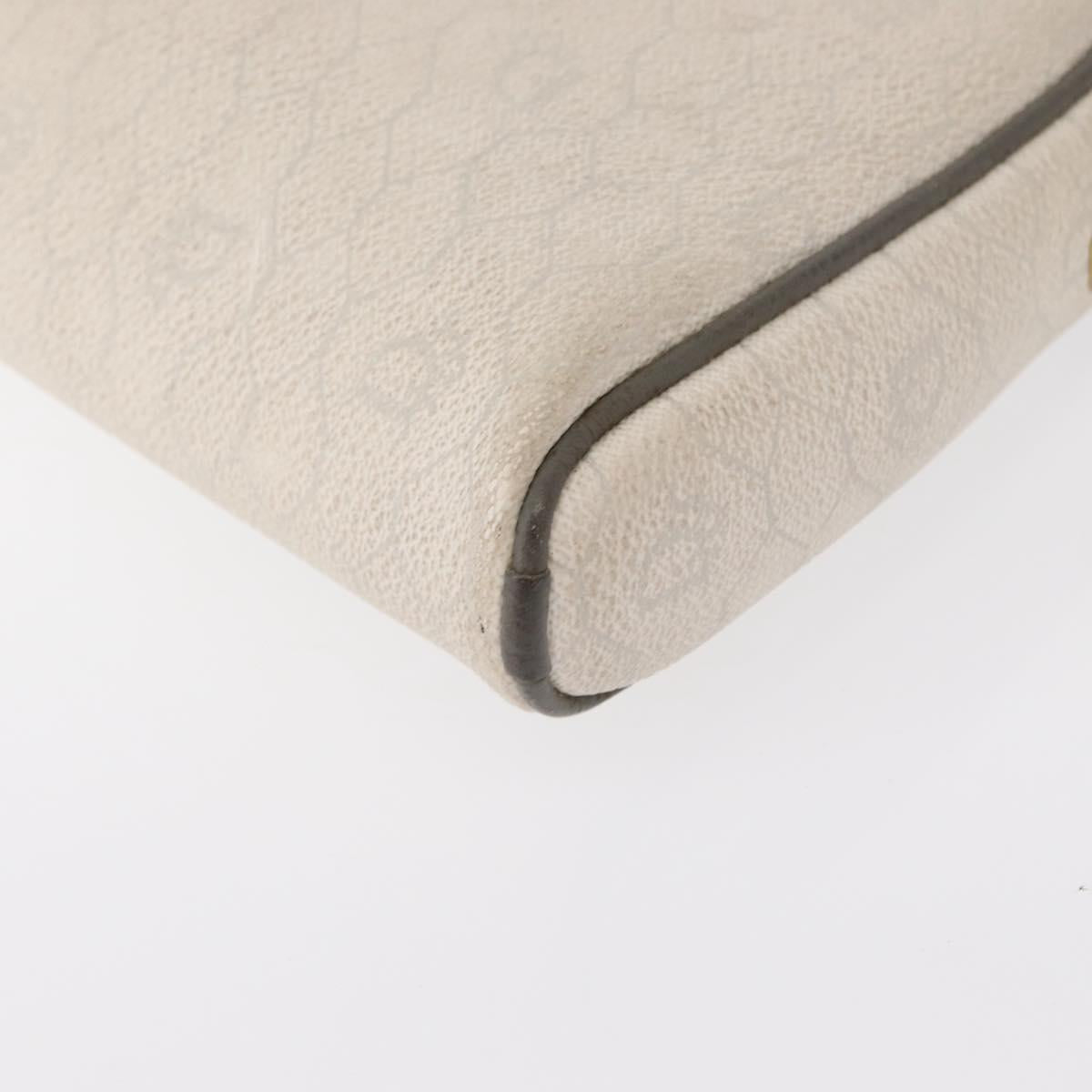 Christian Dior Honeycomb Canvas Shoulder Bag PVC White gold Auth bs30970