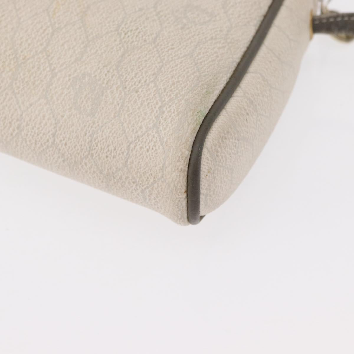 Christian Dior Honeycomb Canvas Shoulder Bag PVC White gold Auth bs30970