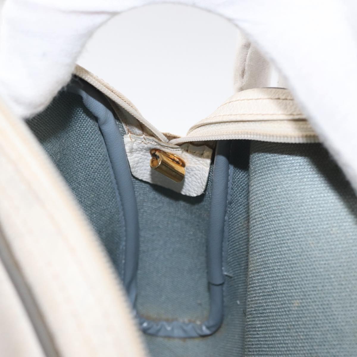 Christian Dior Honeycomb Canvas Shoulder Bag PVC White gold Auth bs30970