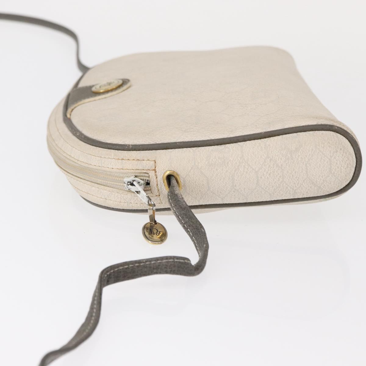 Christian Dior Honeycomb Canvas Shoulder Bag PVC White gold Auth bs30970