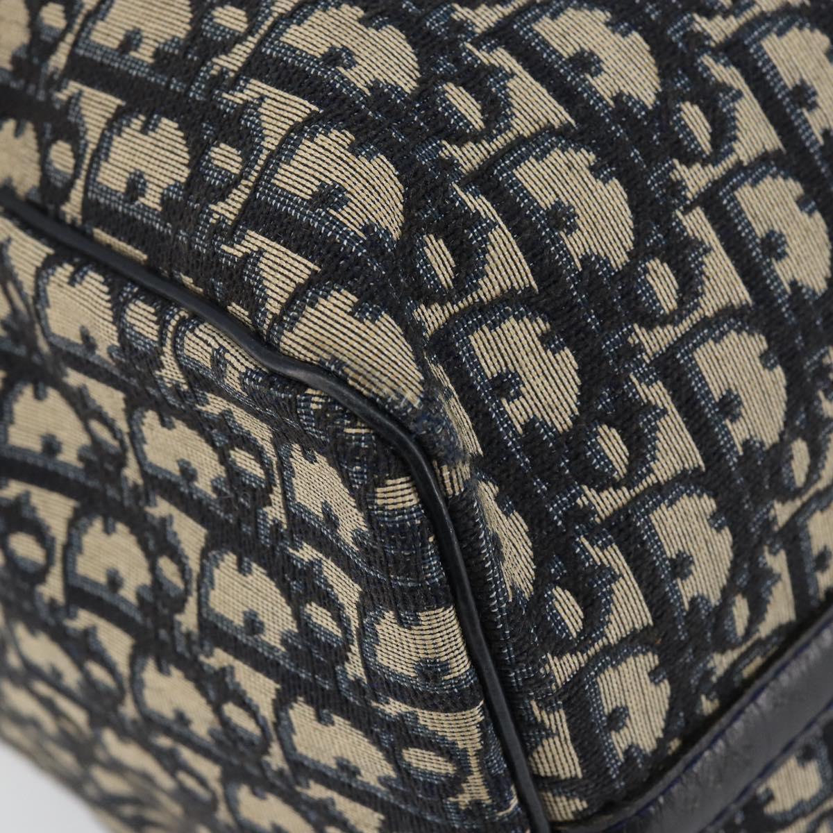 Christian Dior Trotter Canvas Boston Bag Navy Silver Auth bs30972