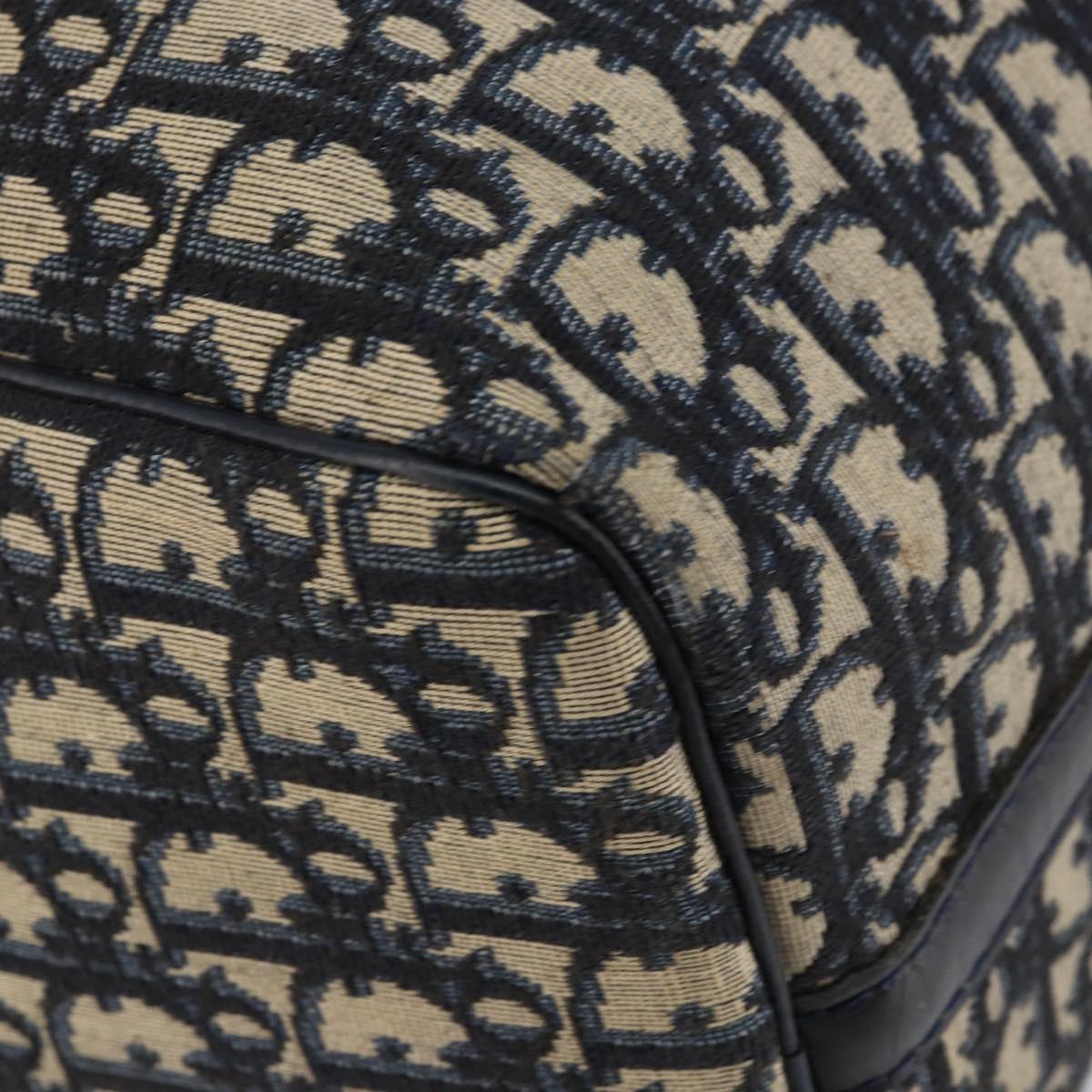 Christian Dior Trotter Canvas Boston Bag Navy Silver Auth bs30972